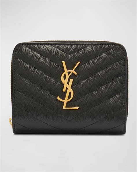 ysl metal logo quilted wallet|ysl small wallet for women.